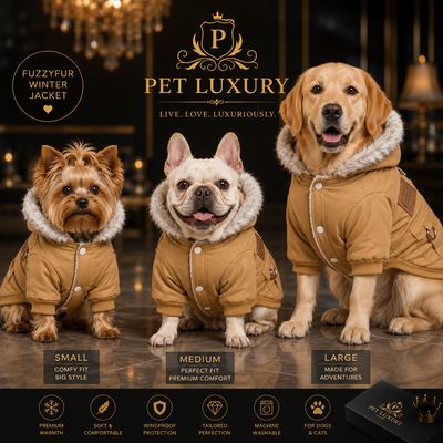 Pet Luxury FuzzyFur Winter Pet Jacket - Sepia Tan Color