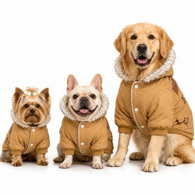 Pet Luxury FuzzyFur Winter Pet Jacket - Sepia Tan Color Pet Luxury FuzzyFur Winter Pet Jacket - Sepia Tan Color