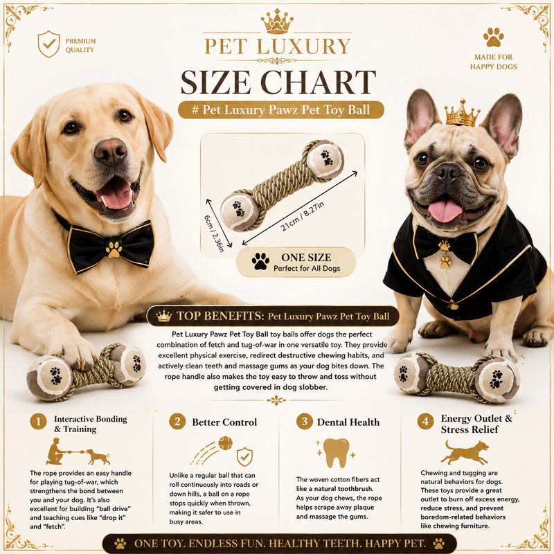 Pet Luxury Pawz VIP Pet Dog Rope Toy Ball