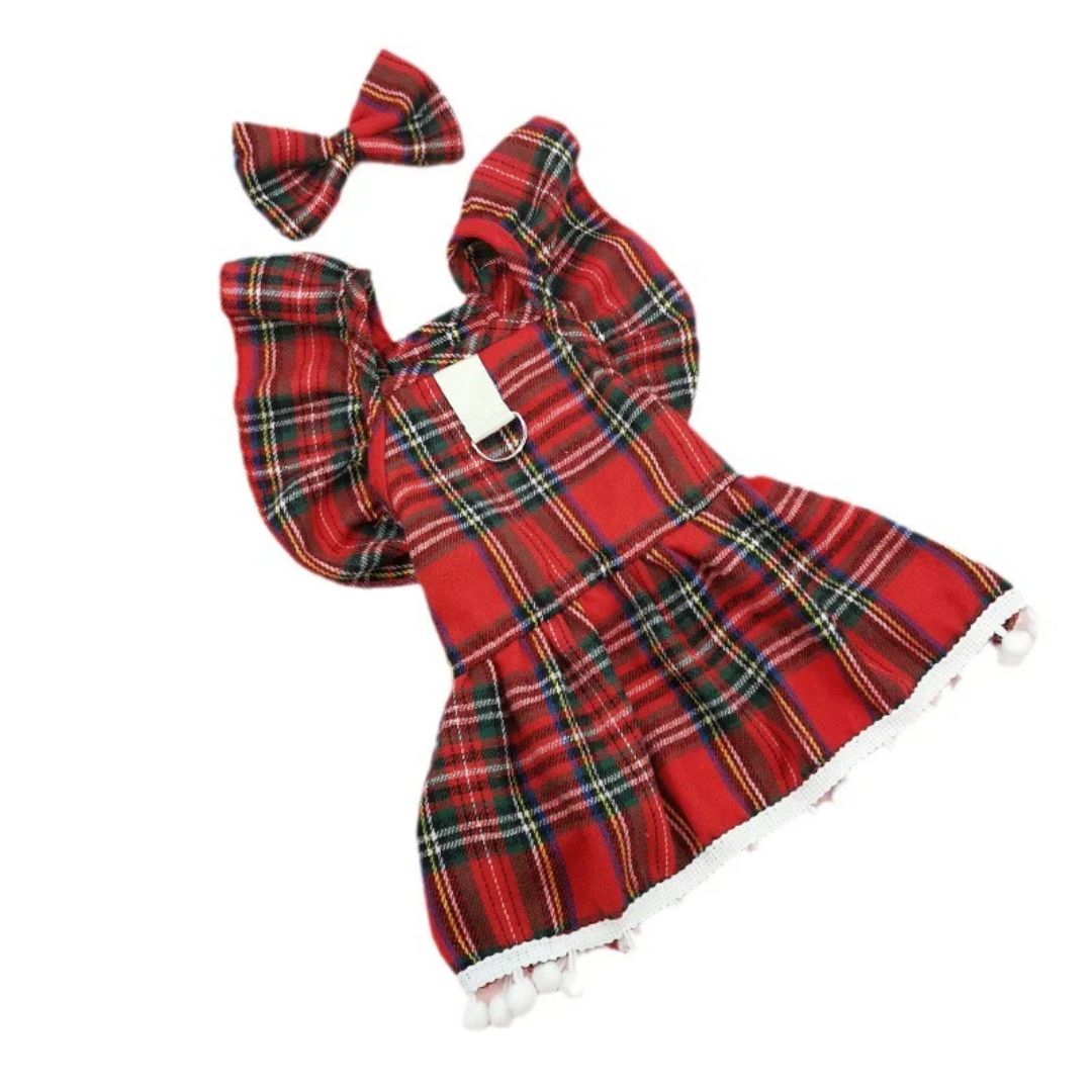 Pet Luxury's Royal Scottish Dog Or Cat Dress With Bow