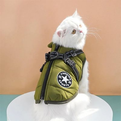 Pet Luxury: North Paw Leash Grib 4 in 1 Jacket – Green