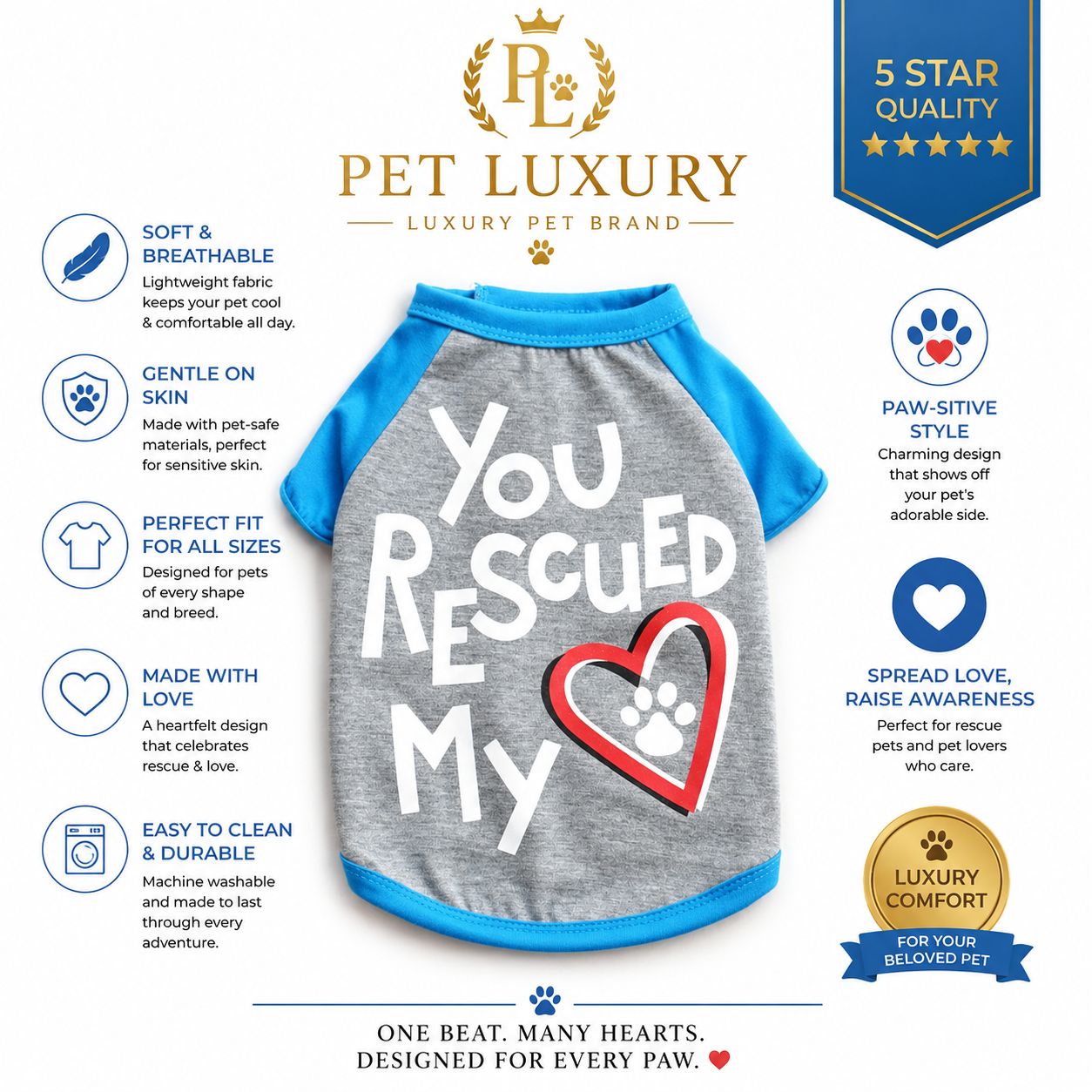 My Heart Pet Shirt - Blue My Heart Pet Shirt - Blue
