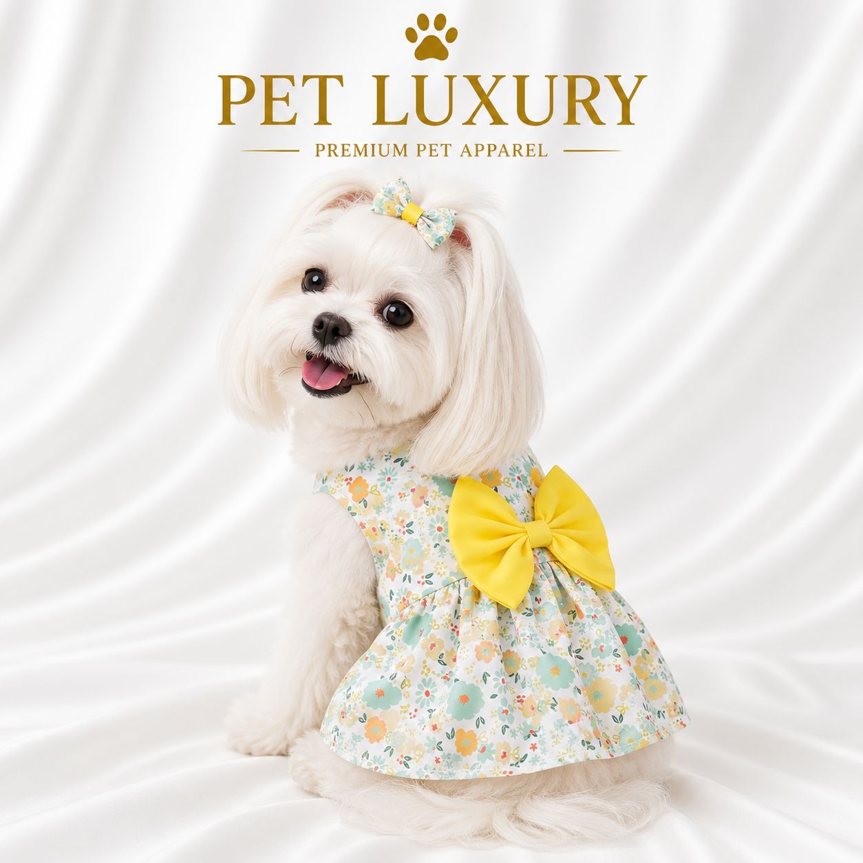 Yellow Pet Luxury Summer Dog & Cat Dress Yellow Pet Luxury Summer Dog & Cat Dress