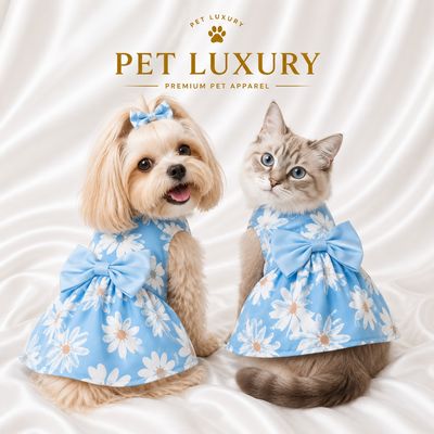 Blue Summer Dog Or Cat Pet Luxury Dress