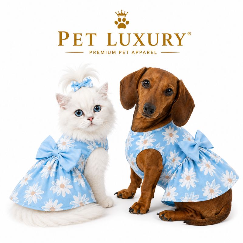 Blue Summer Dog Or Cat Pet Luxury Dress