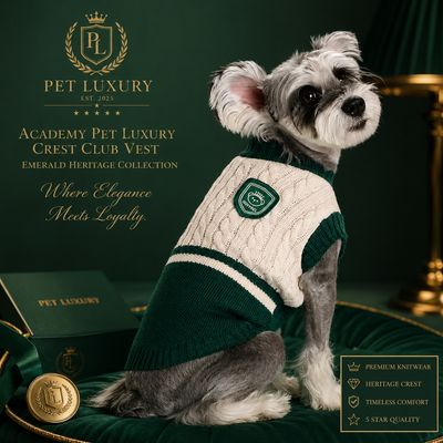 Academy Pet Luxury Cardigan Crest Club Varsity Knit Vest Jersey – Emerald Heritage