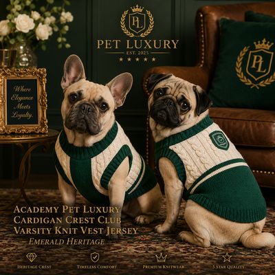 Academy Pet Luxury Cardigan Crest Club Varsity Knit Vest Jersey – Emerald Heritage