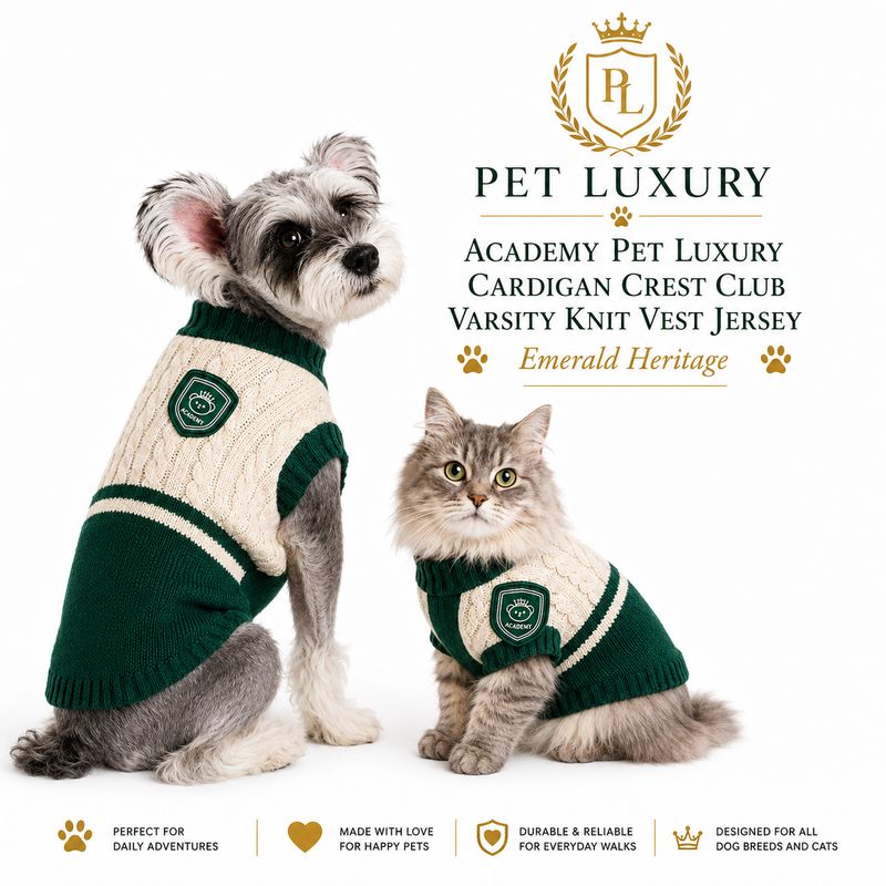 Academy Pet Luxury Cardigan Crest Club Varsity Knit Vest Jersey – Emerald Heritage