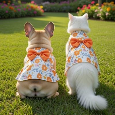 FURRY PAWS Pet Dress-Orange and Yellow