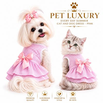EVERY DAY SUMMER Pet Luxury Cat And Dog Dress - Pink EVERY DAY SUMMER Pet Luxury Cat And Dog Dress - Pink