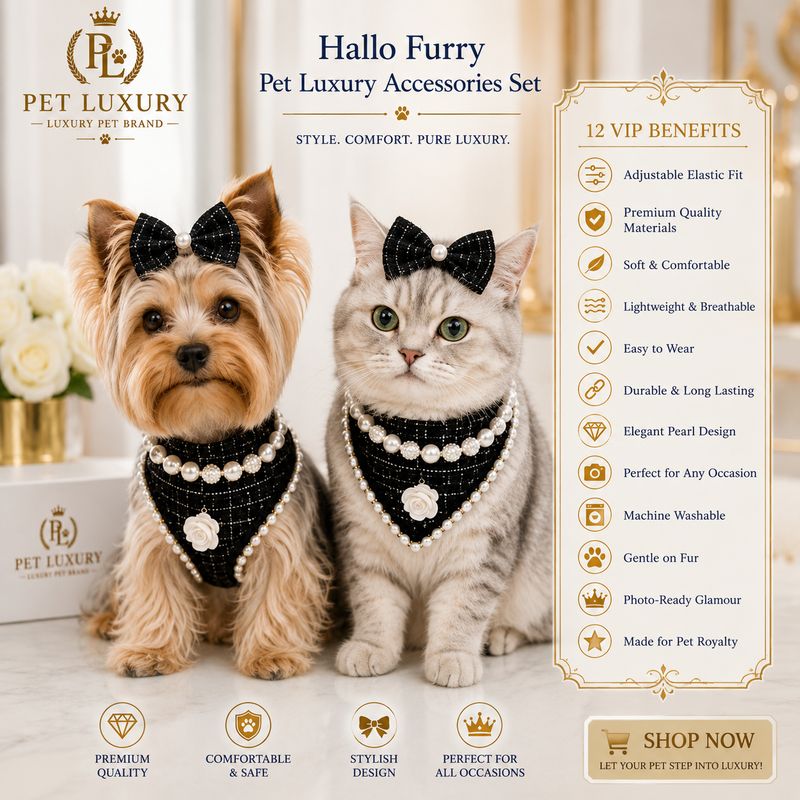 Luxury Pet Accessories Set - Glamorous Black