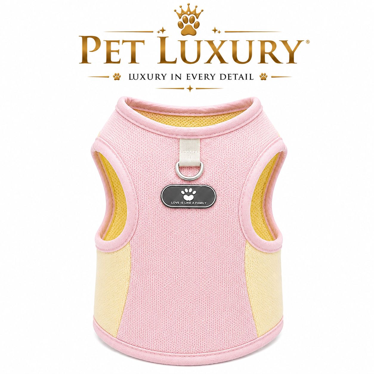 Pet Luxury Pet Clothing Pink And Yellow With Leash Grip – Breathable Harness Vest for Cats & Small Dogs