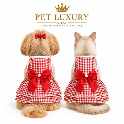FURRY SPOIL Pet Luxury Picnic Gingham Dress – Red