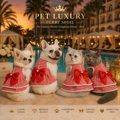 FURRY SPOIL Pet Luxury Picnic Gingham Dress – Red