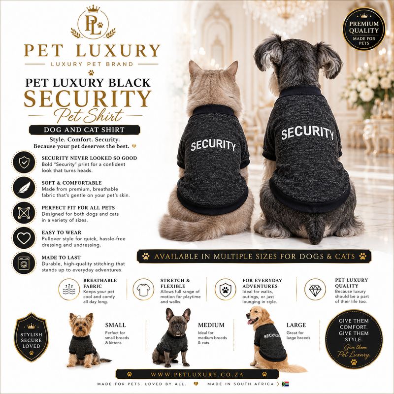 Pet Luxury Black Security Pet Shirt - Dog And Cat Shirt