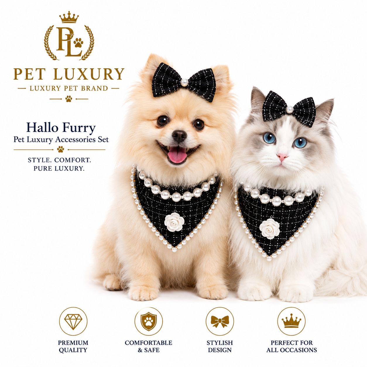 Pet Luxury Glam VIP Cat And Dog Accessories Set Pet Luxury Glam VIP Cat And Dog Accessories Set