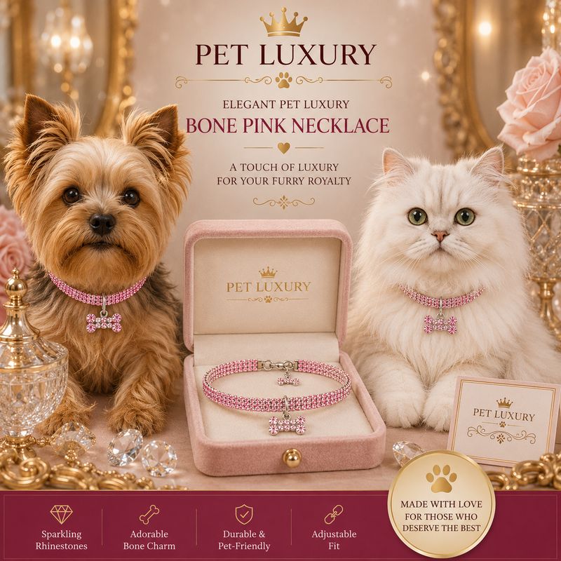Elegant Pet Luxury Bone Pink Necklace