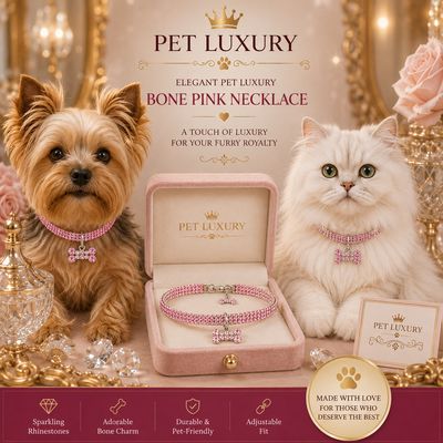 Elegant Pet Luxury Bone Pink Necklace