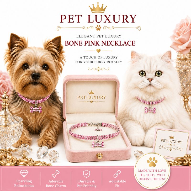 Elegant Pet Luxury Bone Pink Necklace Elegant Pet Luxury Bone Pink Necklace