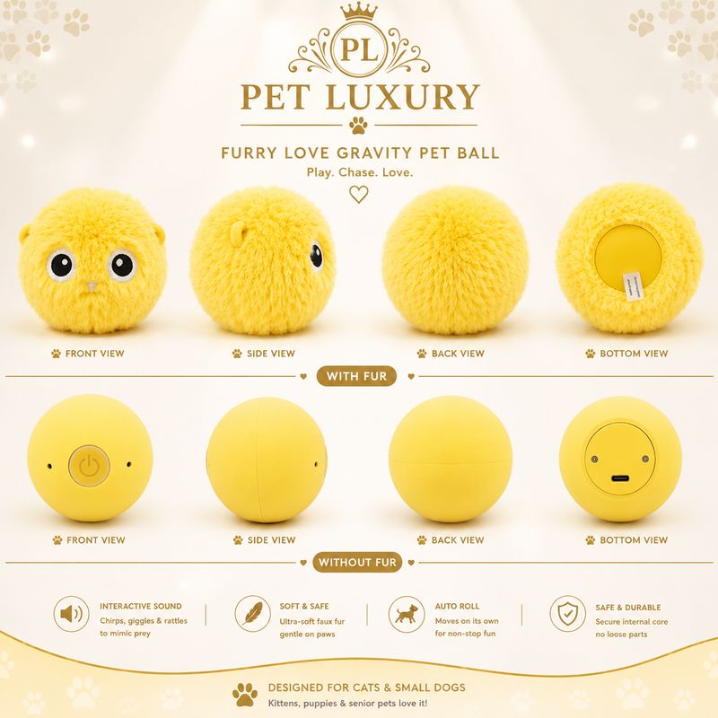 Furry Love Gravity Pet Yellow Ball