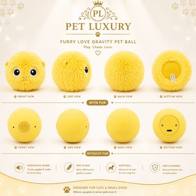 Furry Love Gravity Pet Yellow Ball