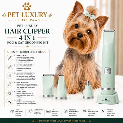 Little Paws Pet Luxury Hair Clipper 4 in 1— Dog & Cat Grooming Kit