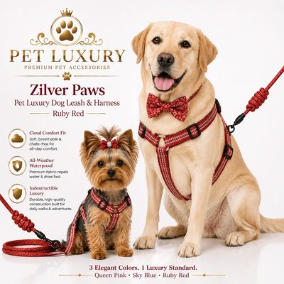 Zilver Paws Pet Luxury Dog Leash & Harness – Ruby Red