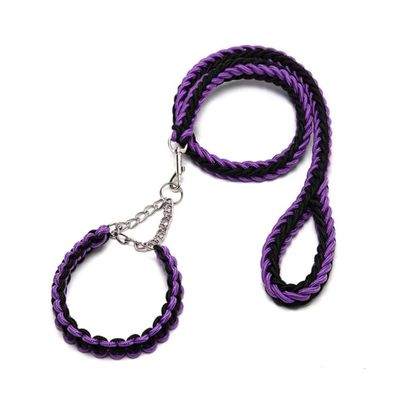 VIP PAWS Dog Collar and Leach-Purple and black VIP PAWS Dog Collar and Leach-Purple and black