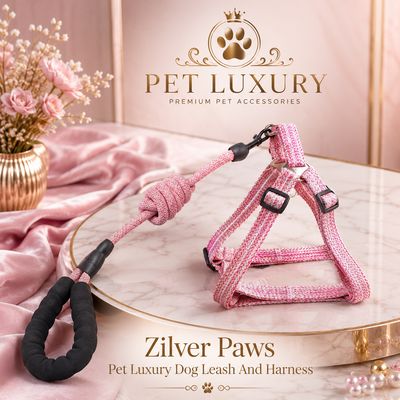 Zilver Paws Pet Luxury Dog Leash & Harness – Queen Pink