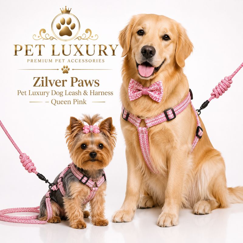 Zilver Paws Pet Luxury Dog Leash & Harness – Queen Pink Zilver Paws Pet Luxury Dog Leash & Harness – Queen Pink