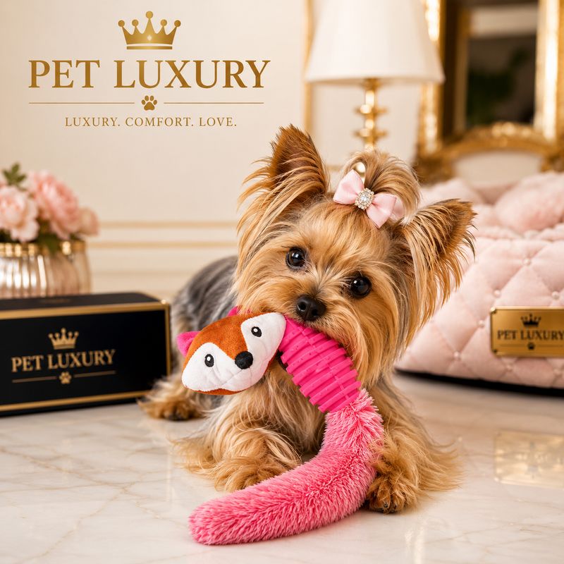 Foxy Plush Squeaky Pet Feeding Toy