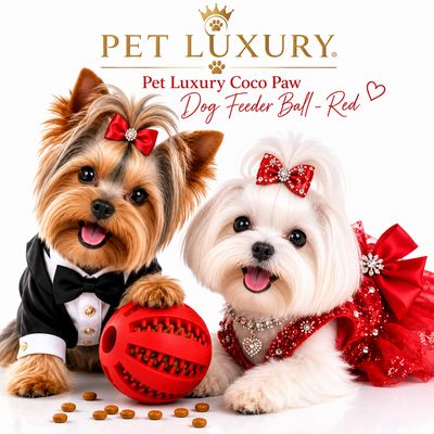 Pet Luxury Coco Paw Dog Feeder Ball - Red Pet Luxury Coco Paw Dog Feeder Ball - Red