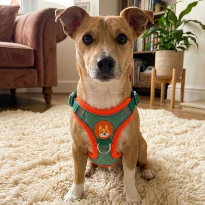 Pet Luxury Pawsome Green and Orange Harness Set