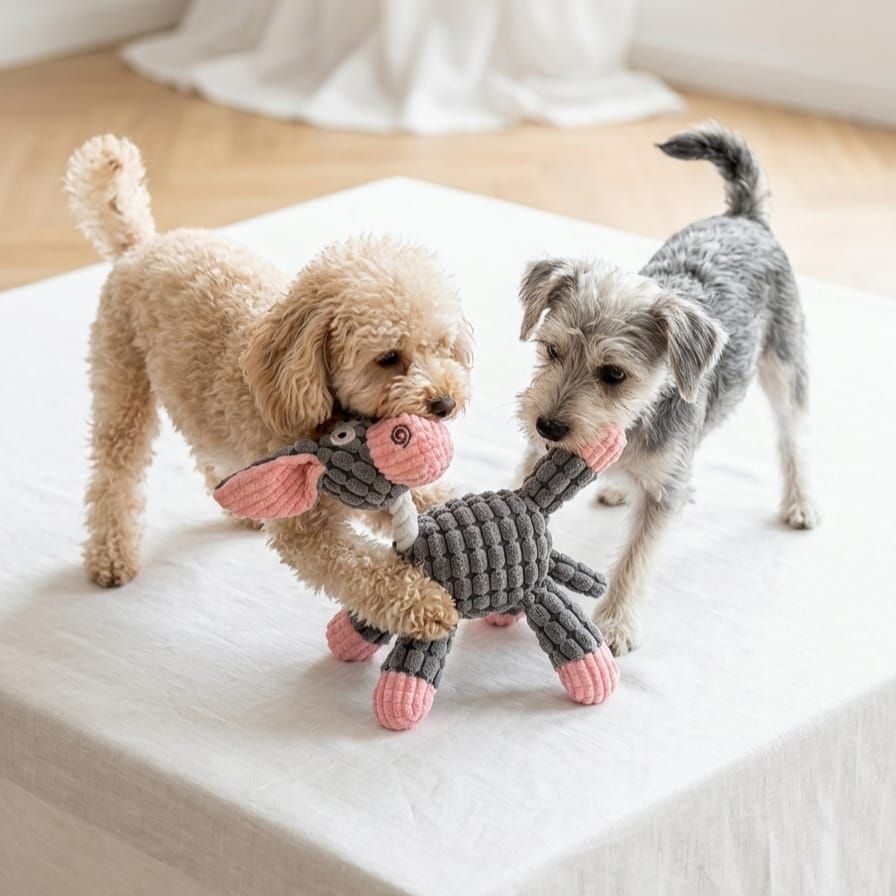 Pet Luxury's  D-Donkey Farm Fam plush Squeaking Toy