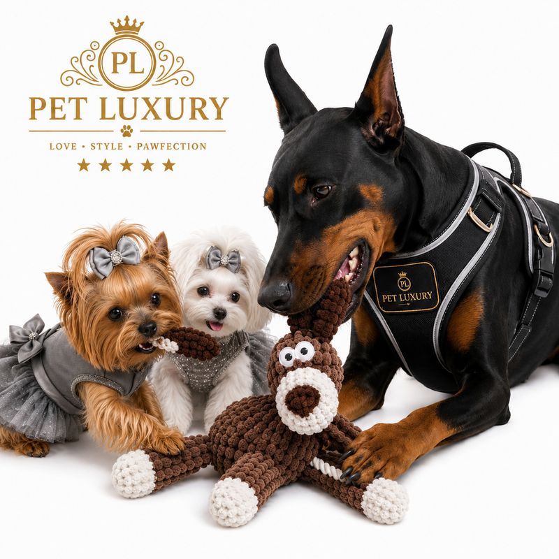 Pet Luxury's Dog Farm Fam Squeaking Pet Toy – Brown & White