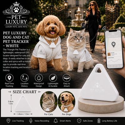 Pet Luxury Triangle Cat And Dog Tracker – White Edition