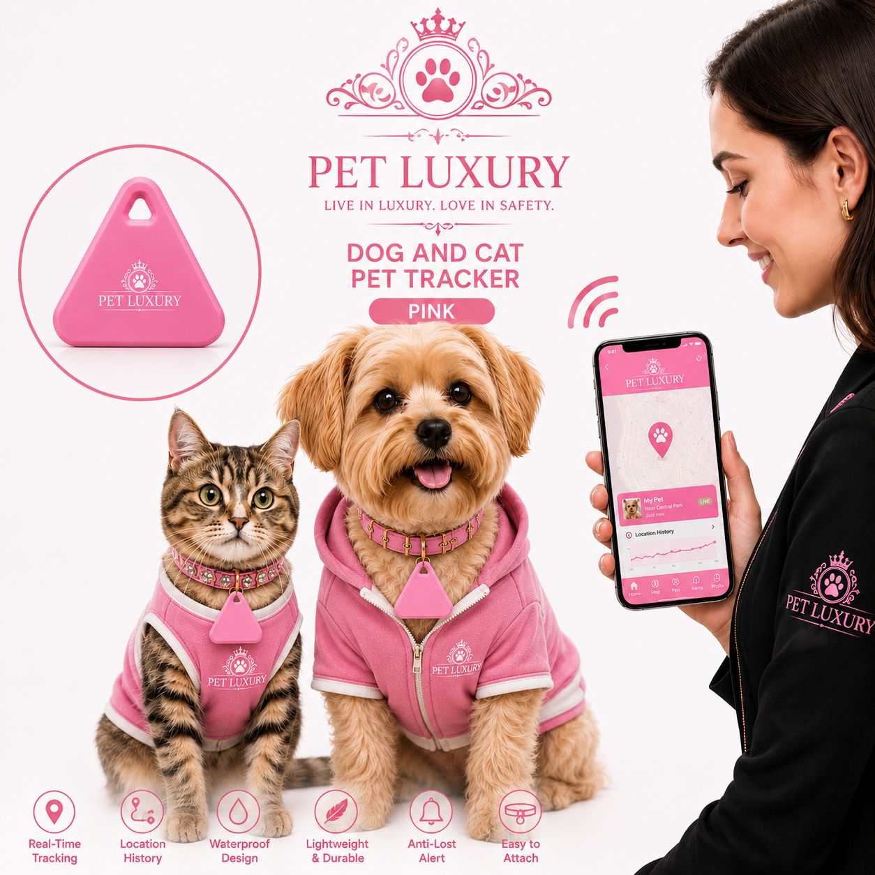 Pet Luxury Triangle Dog And Cat Tracker – Pink Edition Pet Luxury Triangle Dog And Cat Tracker – Pink Edition