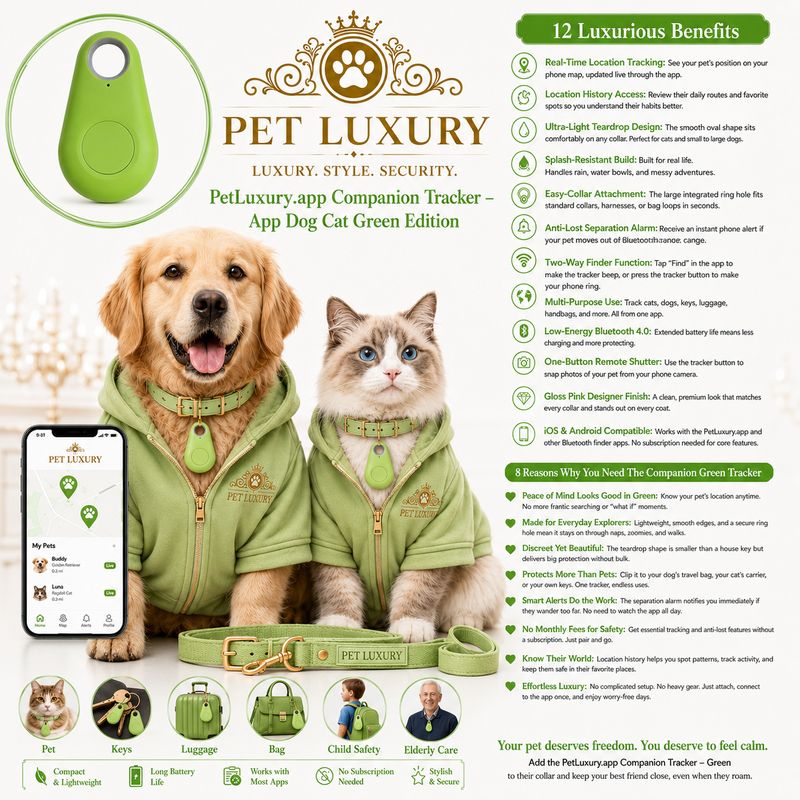 PetLuxury.app Companion Dog And Cat Tracker – Green Edition