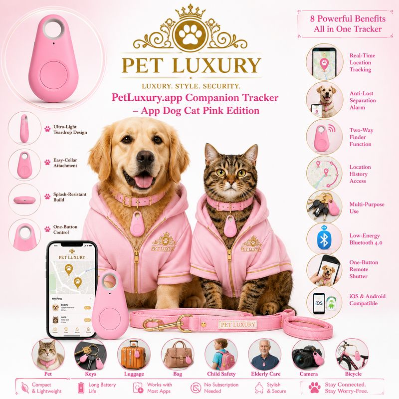 PetLuxury.app Companion Cat And Dog Tracker – Pink Edition