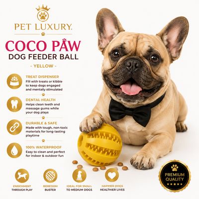 Coco Paw Dog Feeder Ball - Yellow