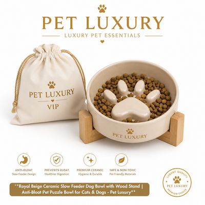 Royal Ceramic Slow Feeder Dog Bowl for Cats & Dogs - Pet Luxury Royal Ceramic Slow Feeder Dog Bowl for Cats & Dogs - Pet Luxury
