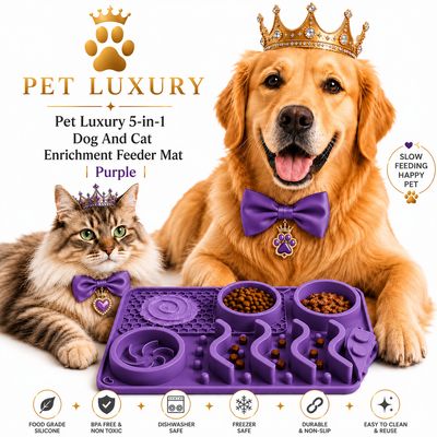 Pet Luxury 5-in-1 Dog And Cat Enrichment Feeder Mat | Purple Pet Luxury 5-in-1 Dog And Cat Enrichment Feeder Mat | Purple