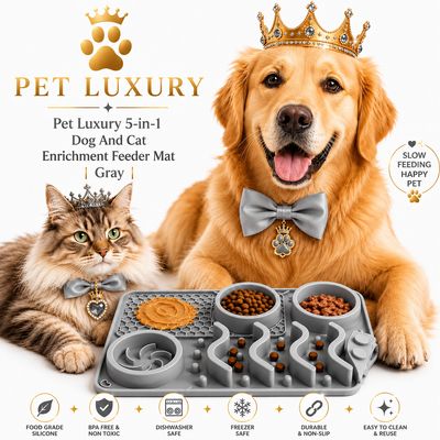 Pet Luxury 5-in-1 Dog And Cat Enrichment Feeder Mat | Gray Pet Luxury 5-in-1 Dog And Cat Enrichment Feeder Mat | Gray