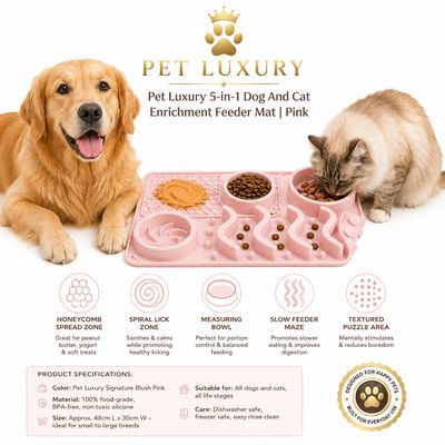 Pet Luxury 5-in-1 Dog And Cat Enrichment Feeder Mat | Pink