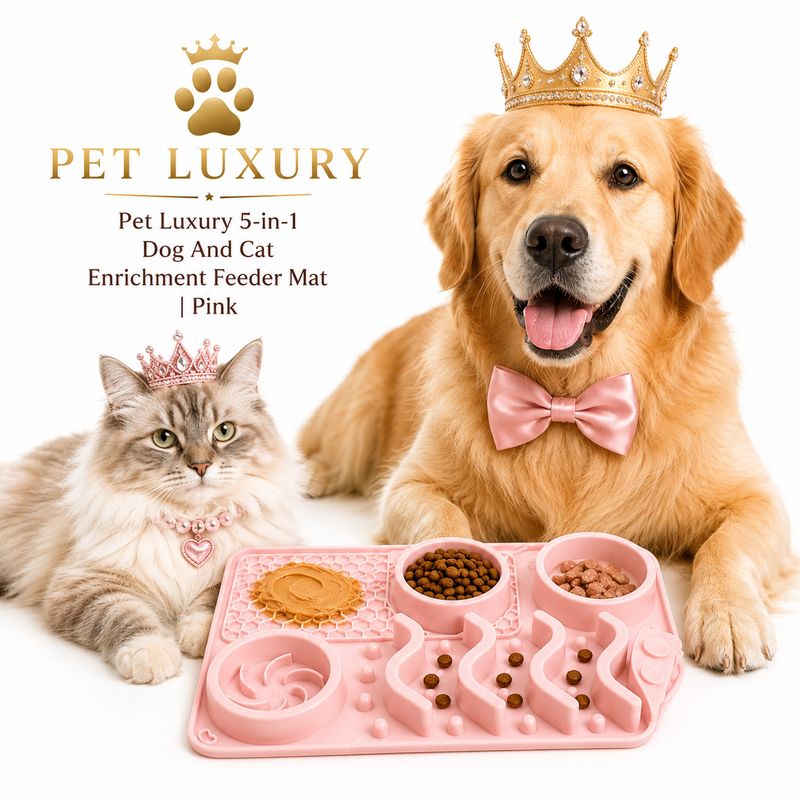 Pet Luxury 5-in-1 Dog And Cat Enrichment Feeder Mat | Pink