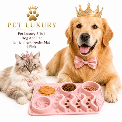 Pet Luxury 5-in-1 Dog And Cat Enrichment Feeder Mat | Pink Pet Luxury 5-in-1 Dog And Cat Enrichment Feeder Mat | Pink