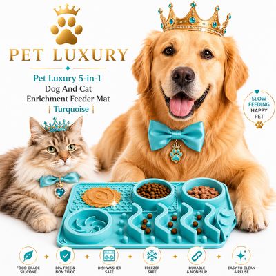 Pet Luxury 5-in-1 Dog And Cat Enrichment Feeder Mat | Turquoise Pet Luxury 5-in-1 Dog And Cat Enrichment Feeder Mat | Turquoise