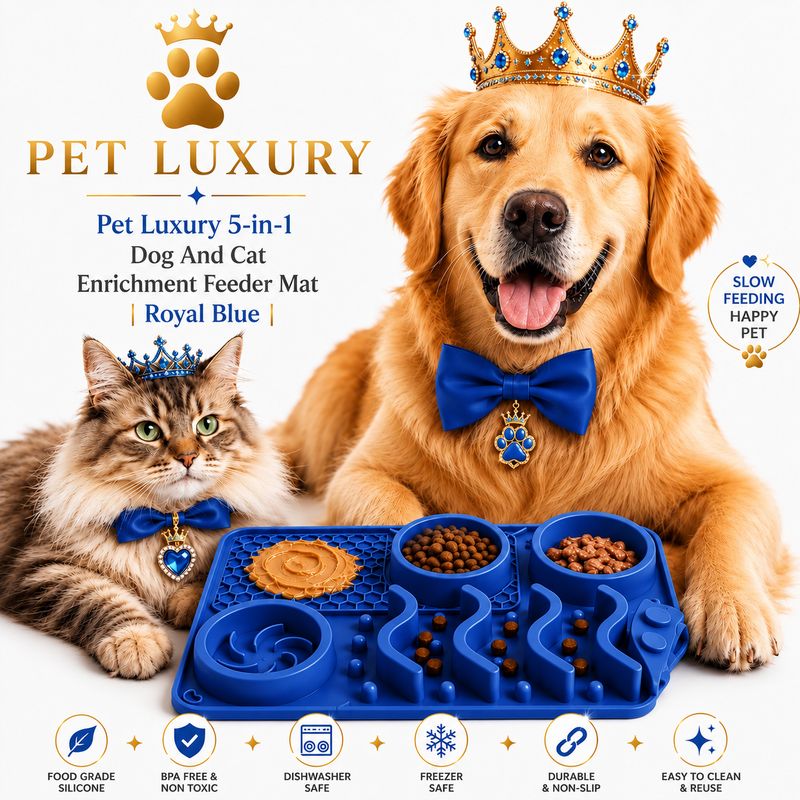 Pet Luxury 5-in-1 Dog And Cat Enrichment Feeder Mat | Royal Blue Pet Luxury 5-in-1 Dog And Cat Enrichment Feeder Mat | Royal Blue
