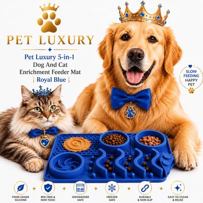 Pet Luxury 5-in-1 Dog And Cat Enrichment Feeder Mat | Royal Blue Pet Luxury 5-in-1 Dog And Cat Enrichment Feeder Mat | Royal Blue