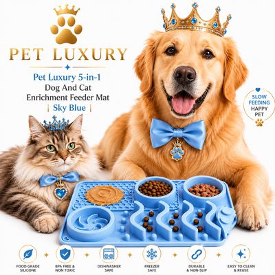 Pet Luxury 5-in-1 Dog And Cat Enrichment Feeder Mat | Sky Blue Pet Luxury 5-in-1 Dog And Cat Enrichment Feeder Mat | Sky Blue